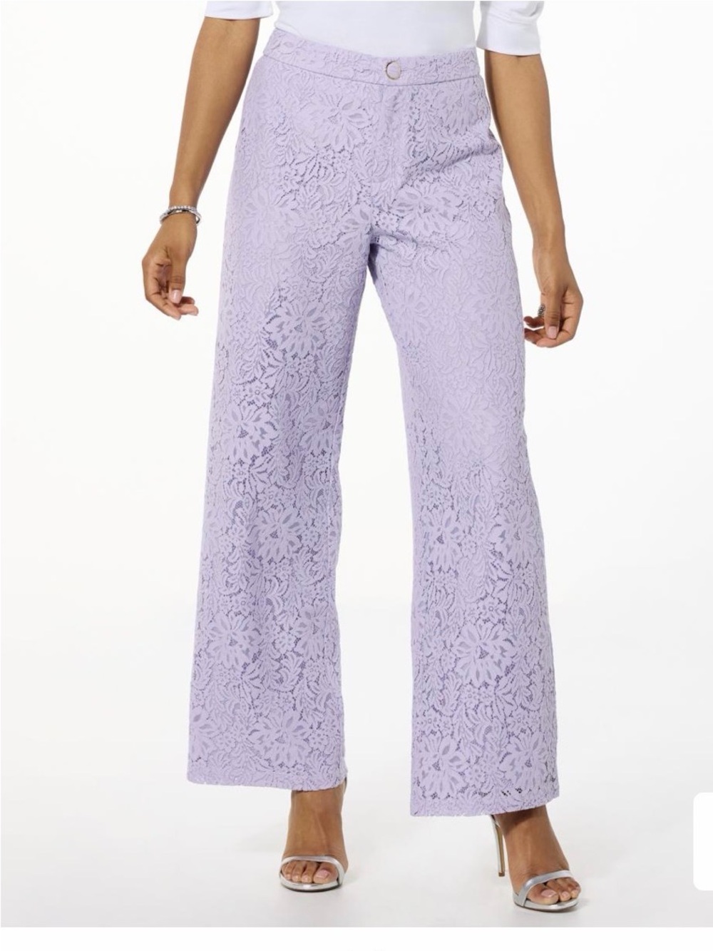 G by Giuliana Lavender Lace Wide-Leg Pants